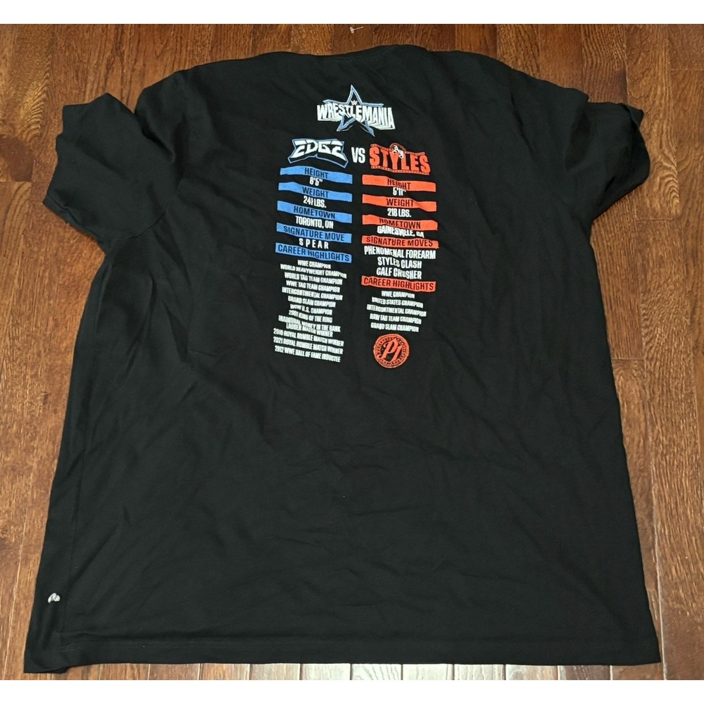 wwe Authentic Wrestlemania Edge Vs Styles T Shirt 4XL - Picture 3 of 4